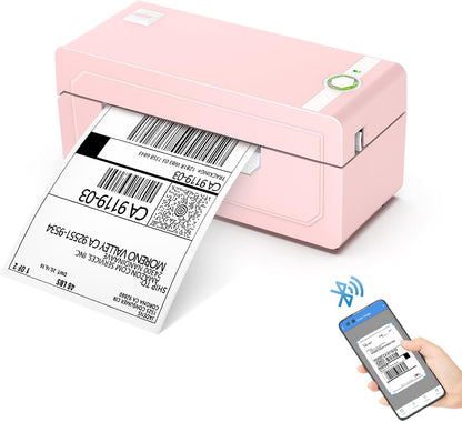 Bluetooth Thermal Label Printer 4X6, Pink Wireless Shipping Label Printer for Small Business & Packages, Compatible with Ios, Android, Mac, Windows, Amazon, Etsy, Ebay, Shopify