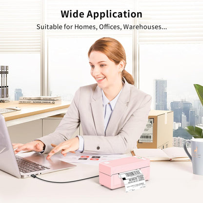 Bluetooth Thermal Label Printer 4X6, Pink Wireless Shipping Label Printer for Small Business & Packages, Compatible with Ios, Android, Mac, Windows, Amazon, Etsy, Ebay, Shopify