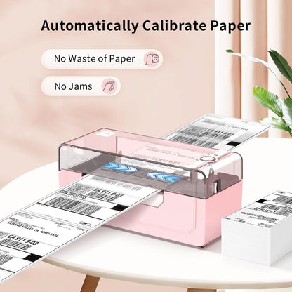 Bluetooth Thermal Label Printer 4X6, Pink Wireless Shipping Label Printer for Small Business & Packages, Compatible with Ios, Android, Mac, Windows, Amazon, Etsy, Ebay, Shopify